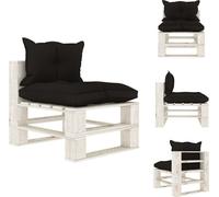 vidaXL Canapé de jardin central en palette avec coussins en bois noir - Canapés de jardin