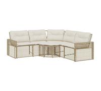 vidaXL Canapé de jardin en L avec coussins et repose-pieds en poly rotin beige
