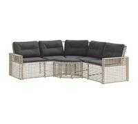 vidaXL Canapé de jardin en L avec coussins et repose-pieds gris clair Polyrattan