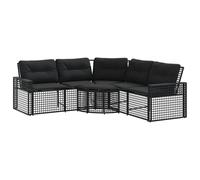 vidaXL Canapé de jardin en L avec coussins et repose-pieds Noir Poly rotin