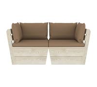 vidaXL Canapé de jardin en palettes 2 places avec coussins épicéa