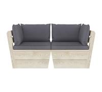 vidaXL Canapé de jardin en palettes 2 places avec coussins épicéa