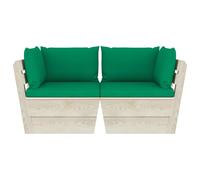 vidaXL Canapé de jardin en palettes 2 places avec coussins épicéa