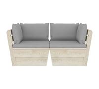 vidaXL Canapé de jardin en palettes 2 places avec coussins Bois d'épicéa