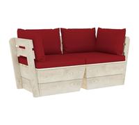 vidaXL Canapé de jardin en palettes 2 places avec coussins épicéa