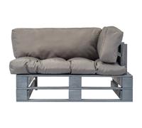 vidaXL Canapé d'extérieur en palettes de pin avec coussins gris