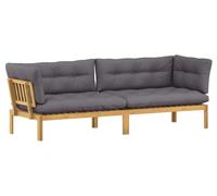 vidaXL Canapé de jardin en palettes, lot de 2, marron clair et gris foncé