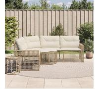 vidaXL Canapé de jardin en L avec coussins et repose-pieds Beige Poly rotin