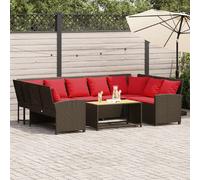 vidaXL Canapé de jardin avec coussins Marron Poly Rattan