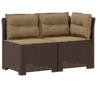 vidaXL : Canapé de jardin pour 2 personnes avec coussins, imitation rotin, en plastique PP, couleur marron