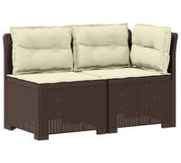 vidaXL : Canapé de jardin pour 2 personnes avec coussins, imitation rotin, en plastique PP, couleur marron