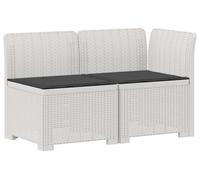 vidaXL Canapé de jardin pour 2 personnes avec coussins, imitation rotin, plastique PP, blanc