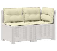 vidaXL Canapé de jardin pour 2 personnes avec coussins, imitation rotin, plastique PP, blanc
