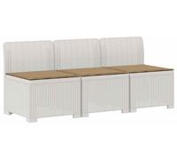 vidaXL Canapé de jardin pour 3 personnes avec coussins, imitation rotin, plastique PP, blanc