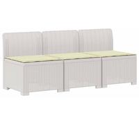 vidaXL Canapé de jardin pour 3 personnes avec coussins, imitation rotin, plastique PP, blanc