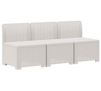 vidaXL Canapé de jardin pour 3 personnes, imitation rotin, plastique PP, blanc