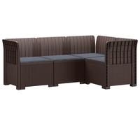 vidaXL : Canapé de jardin pour 4 personnes avec coussins, imitation rotin, en plastique PP, couleur marron