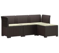 vidaXL : Canapé de jardin pour 4 personnes avec coussins, imitation rotin, en polypropylène, couleur marron