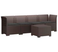 vidaXL : Canapé de jardin pour 4 personnes avec coussins, imitation rotin, en polypropylène, couleur marron