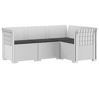 vidaXL : Canapé de jardin pour 4 personnes avec coussins, imitation rotin, plastique PP, blanc