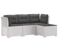 vidaXL : Canapé de jardin pour 4 personnes avec coussins, imitation rotin, plastique PP, blanc