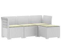 vidaXL : Canapé de jardin pour 4 personnes avec coussins, imitation rotin, plastique PP, blanc