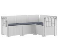 vidaXL : Canapé de jardin pour 4 personnes avec coussins, imitation rotin, plastique PP, blanc