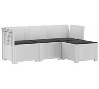 vidaXL : Canapé de jardin pour 4 personnes avec coussins, imitation rotin, plastique PP, blanc