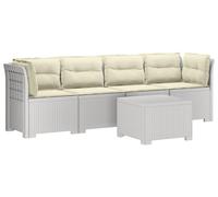 vidaXL : Canapé de jardin pour 4 personnes avec coussins, imitation rotin, plastique PP, blanc