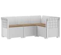 vidaXL : Canapé de jardin pour 4 personnes avec coussins, imitation rotin, plastique PP, blanc