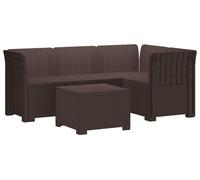 vidaXL : Canapé de jardin pour 4 personnes, imitation rotin, en plastique PP, couleur marron