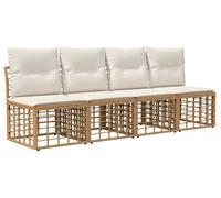 vidaXL : Canapé de jardin pour 4 personnes, sans accoudoirs, lot de 4, couleur naturelle