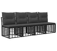 vidaXL : Canapé de jardin pour 4 personnes, sans accoudoirs, lot de 4, couleur noire