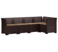 vidaXL : Canapé de jardin pour 5 personnes avec coussins, imitation rotin, en plastique PP, couleur marron