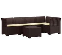 vidaXL : Canapé de jardin pour 5 personnes avec coussins, imitation rotin, en plastique PP, couleur marron