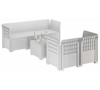 vidaXL Canapé de jardin pour 5 personnes, imitation rotin, plastique PP, blanc