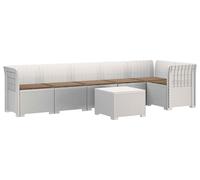 vidaXL : Canapé de jardin pour 6 personnes avec coussins, imitation rotin, plastique PP, blanc