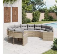 VidaXL Canapé de jardin rond - Beige résine tressée