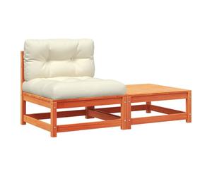 vidaXL Canapé de jardin sans accoudoirs avec coussin et pouf