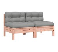 vidaXL Canapé de jardin sans accoudoirs 2 pcs en bois massif Douglas avec coussins