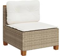vidaXL Canapé de jardin sans accoudoirs avec coussins Beige Poly Rattan