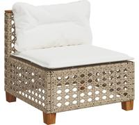 vidaXL Canapé de jardin sans accoudoirs avec coussins Beige Poly Rattan