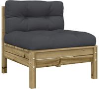 vidaXL Canapé de jardin en bois de pin sans accoudoirs avec coussins 838160