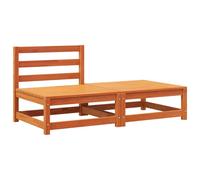 vidaXL Canapé de jardin sans accoudoirs avec pouf en bois de pin brun cireux