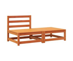 vidaXL Canapé de jardin sans accoudoirs avec pouf en bois de pin brun cireux