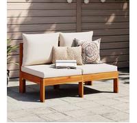 vidaXL Canapé de jardin sans accoudoirs avec coussins 2 places en bois massif d'acacia