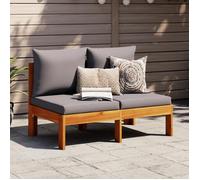 vidaXL Canapé de jardin sans accoudoirs 2 places en bois massif d'acacia avec coussins