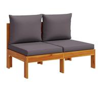 vidaXL Canapé de Jardin sans accoudoirs Coussins 2 Places Bois Acacia, canapé d'extérieur, Causeuse de Jardin, canapé de Jardin Deux Places