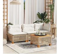 vidaXL Canapé de jardin sans accoudoirs avec coussins Beige Résine tressée