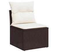 vidaXL Canapé de jardin sans accoudoirs avec coussins Marron Poly rotin